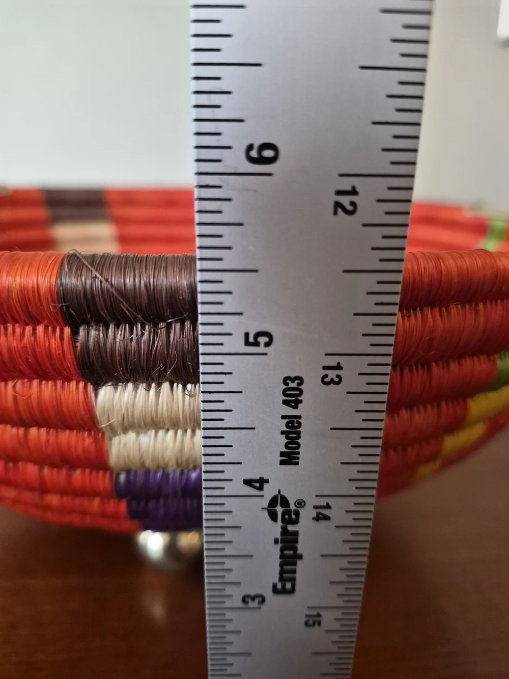 Cellia Handwoven orange Multicolor Decorative Bowl with Chrome Handles  Accents